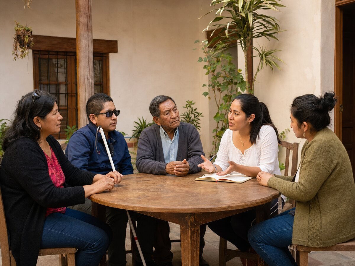 Personas tarijeñas de distintas edades participando en un espacio comunitario inclusivo